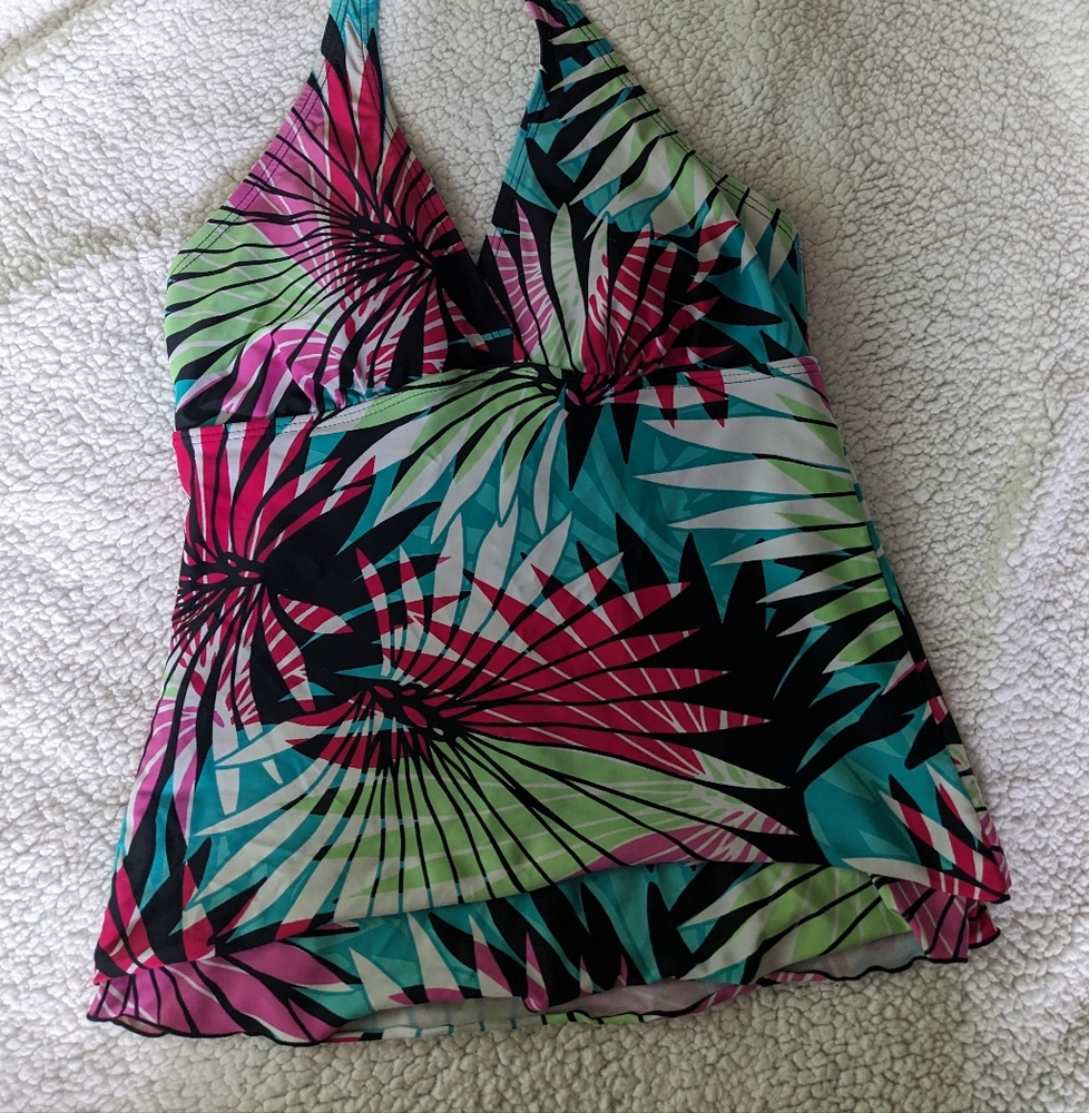 Croft & Barrow Geometric Print Tankini Halter Top Only